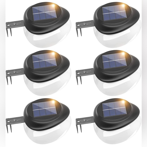 Solar Gutter Lights 6 Pack Warm White with 9 LED Waterproof Outdoor Lights - NWT - Picture 2 of 9